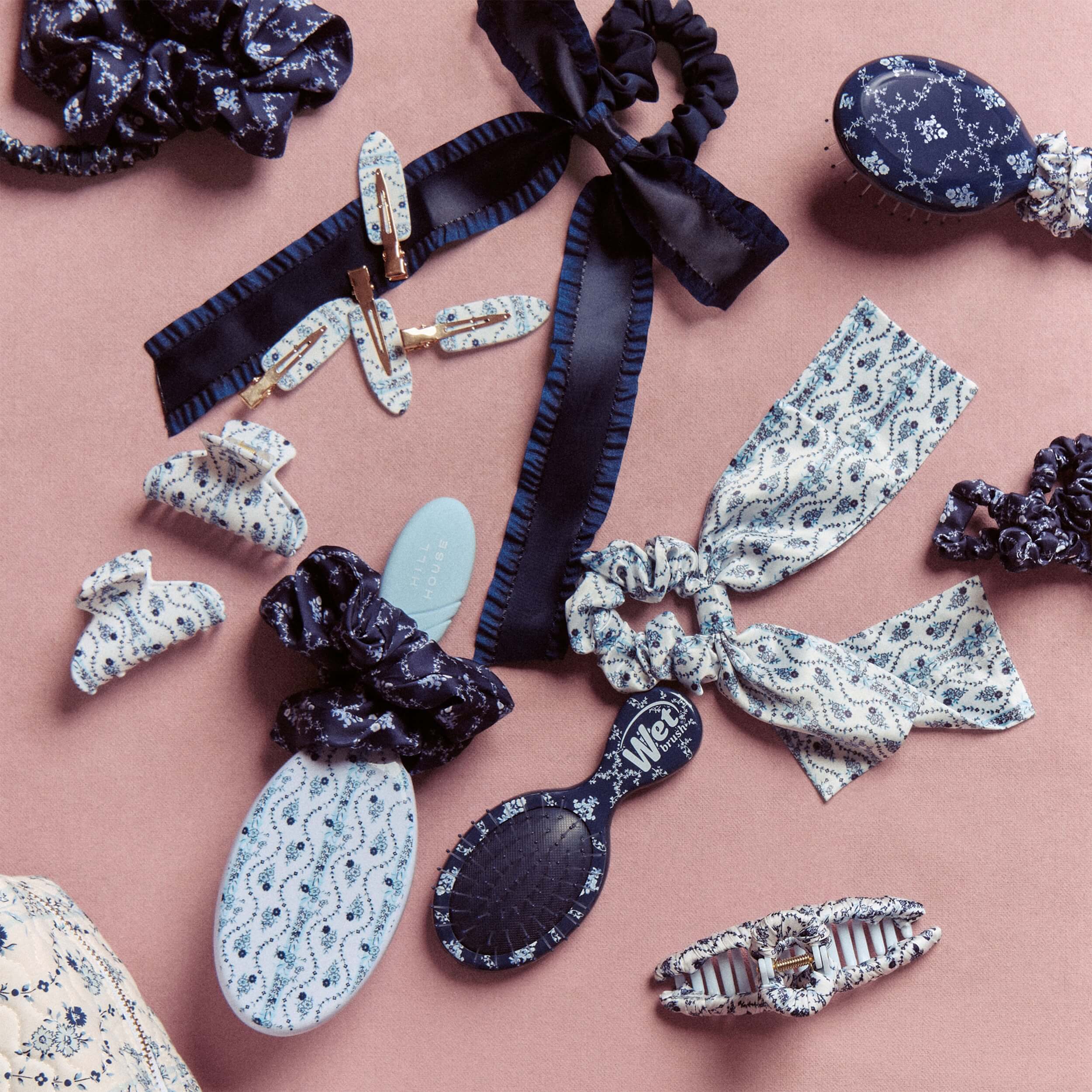 Wet Brush × Hill House Skinny Satin Scrunchies. 4ct - Blue - Image 5