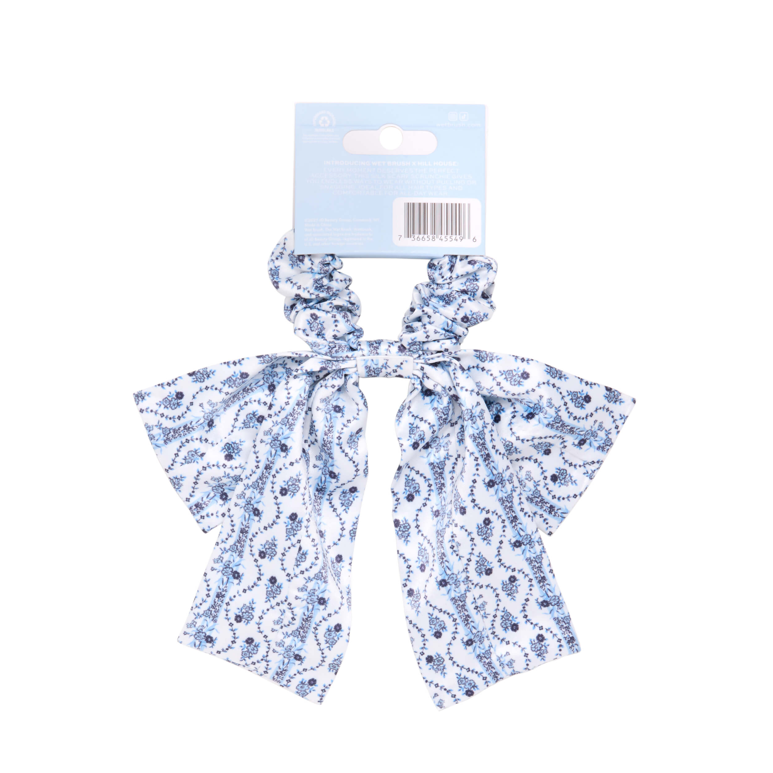 Wet Brush × Hill House Scarf Bow Scrunchie - Blue Vine Stripe - Image 6
