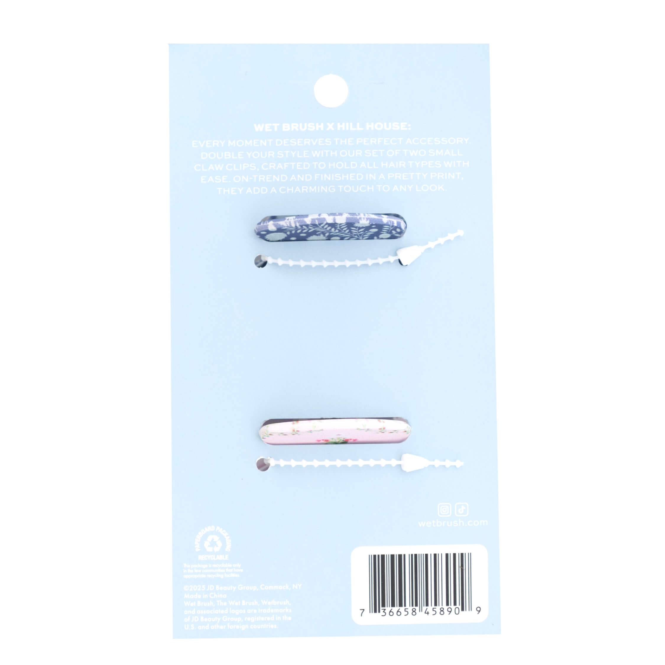 Wet Brush x Hill House Small Claw Clips - Matte Ditsy Thistle & Pink Trellis - 2ct - Image 4